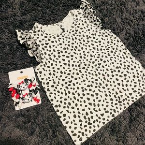 Dalmatian Print Girls top with matching hair clippies - Size 5